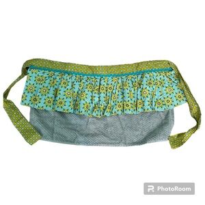 Kitchen Apron - Teal Hand Towel - Green/Gold Daisy Ruffle - Green/Gold Check Tie